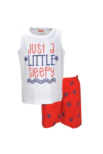 Erkek Bebek Kırmızı Palmiye Şortlu Pijama Takımı (1-7yaş)
