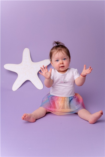 Kız Bebek Beyaz Renkli Tütülü Body (0-18ay)