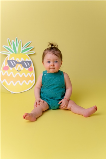 Kız Bebek Yeşil Daisy Dokuma Tulum (3-12ay)