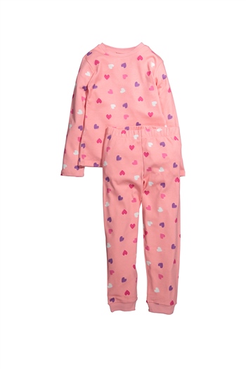 Kız Çocuk Kalp Baskılı Pijama Takımı (5-14yaş)