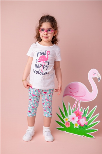 Kız Bebek Flamingolu Flamingo Desenli Tayt (9ay-4yaş)