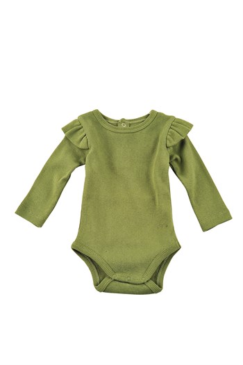 Kız Bebek Antiviral Yeşil Fırfırlı Ribanalı Body (0-18ay)