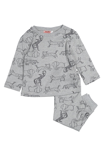 Erkek Bebek Gri Hayvan Desenli Pijama Takımı (1-4yaş)