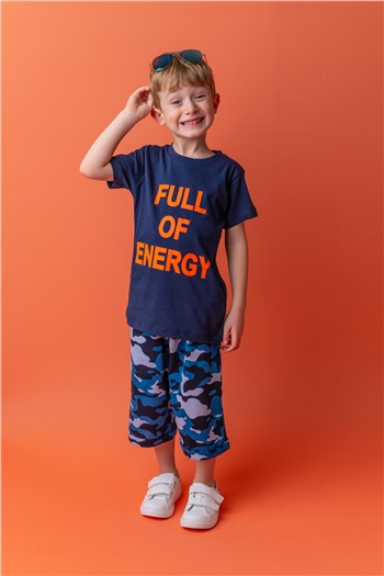 Erkek Çocuk Mavi Full of Energy T-Shirt ve Şort Takım (5-14yaş)