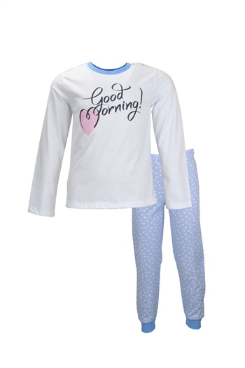 Kız Çocuk Beyaz Good Morning Pijama Takımı (5-12yaş)